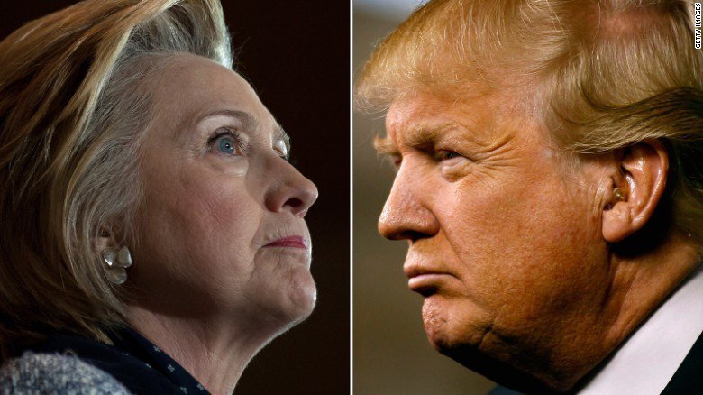 CNNEE's tweet photo. Resumen de encuestas de CNN: ventaja de Hillary Clinton sobre Trump se reduce a la mitad https://t.co/lMXNJd3WdK https://t.co/18OhSCTCgW