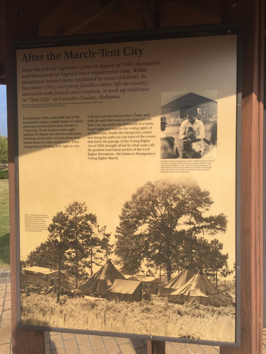 _Sarlett's tweet photo. Called Tent City bc it was home to 8 families for two years after their eviction by white landowners. #usaselma https://t.co/ofqDlwLvXa
