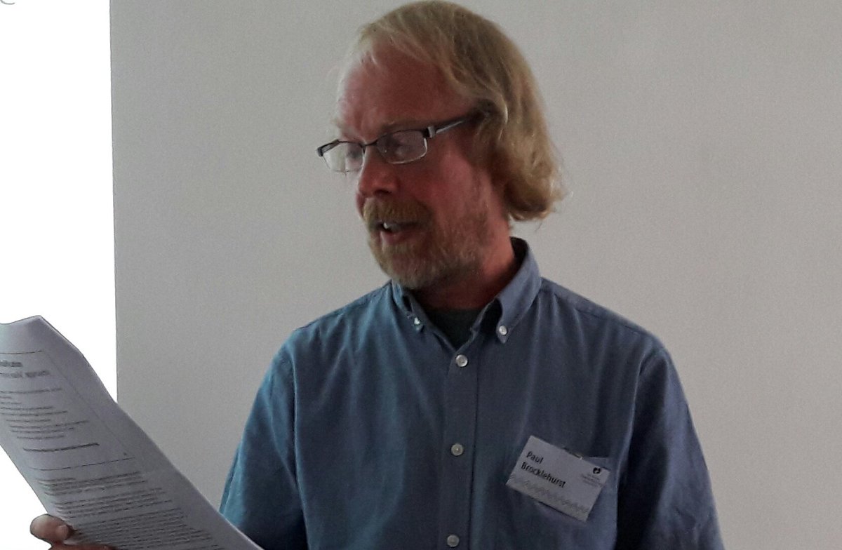 Packed room listening to Paul Brockenhurst's thought-provoking talk on trauma &amp; stammering #BSAinMANC16 <a href="/MANCstammer/">mancstammering</a>