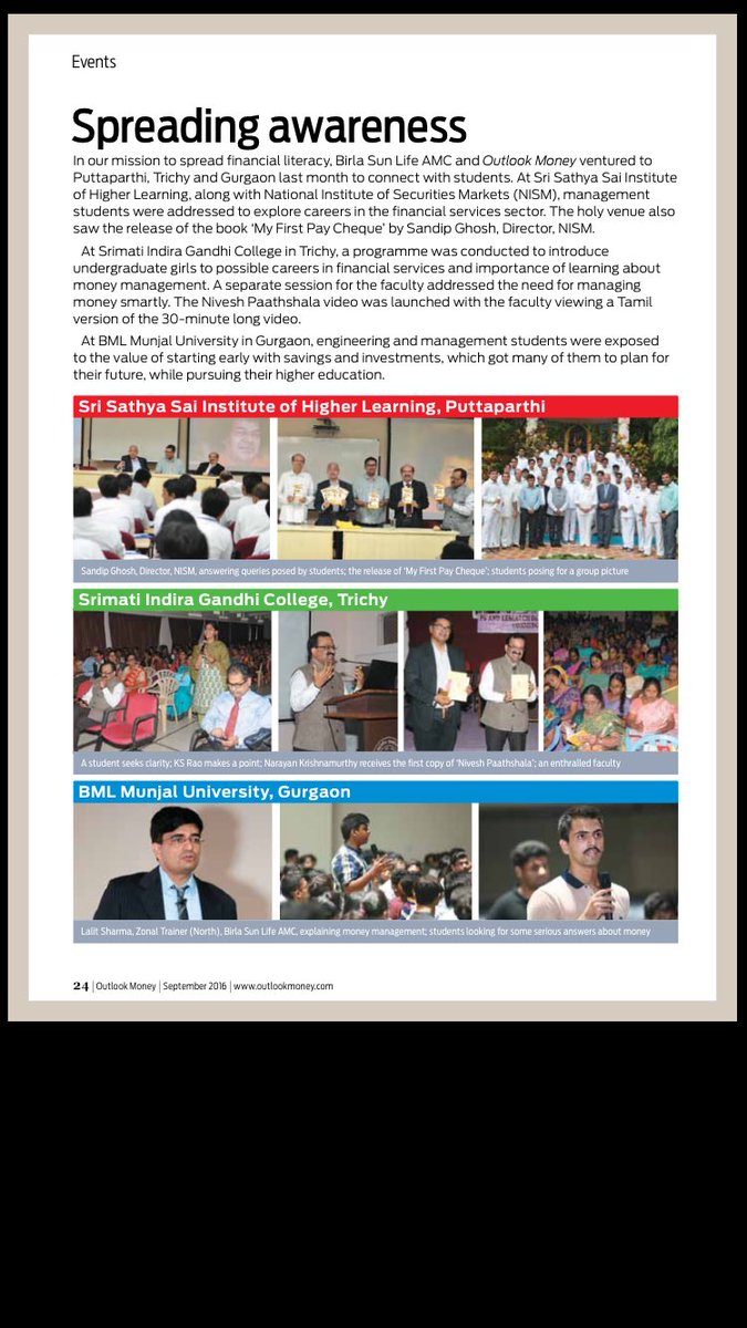SRKoti's tweet photo. Congratulations to @ilalitsharma for spreading financial literacy through #MyFirstPayCheque @BSLMF @OutlookMoney https://t.co/PQoCmi2O96