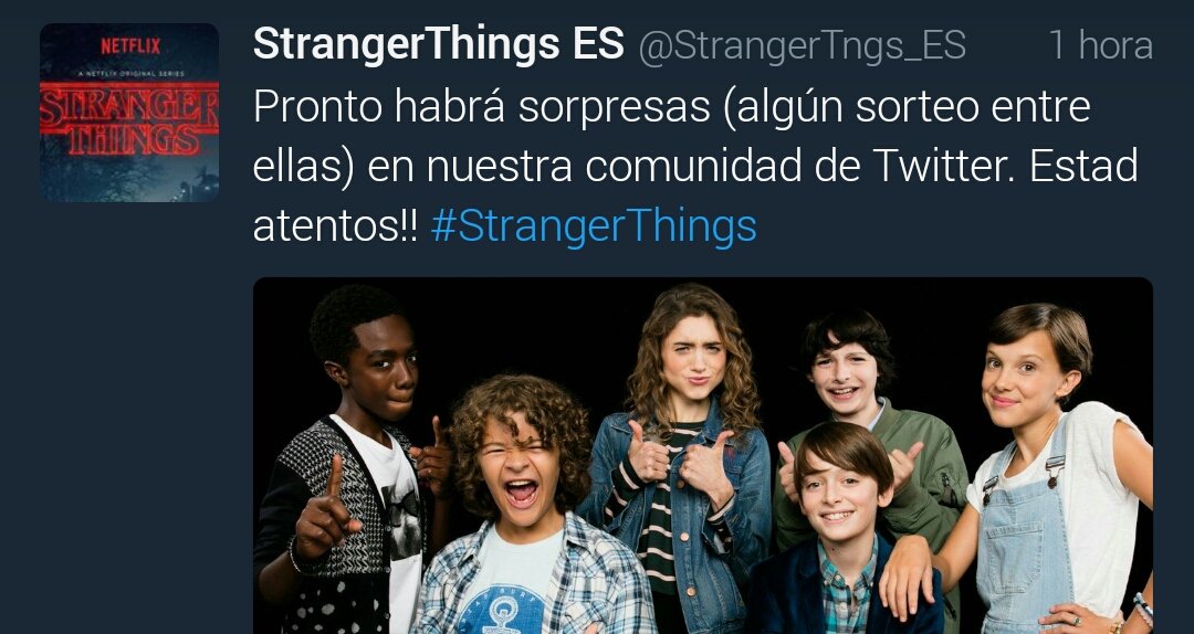 MillieFansESP's tweet photo. Estad atentos a la cuenta de @StrangerTngs_ES dentro de muy poco traerá muchas novedades y muy interesantes!! 😀😜🎁 https://t.co/J4tneZMm45