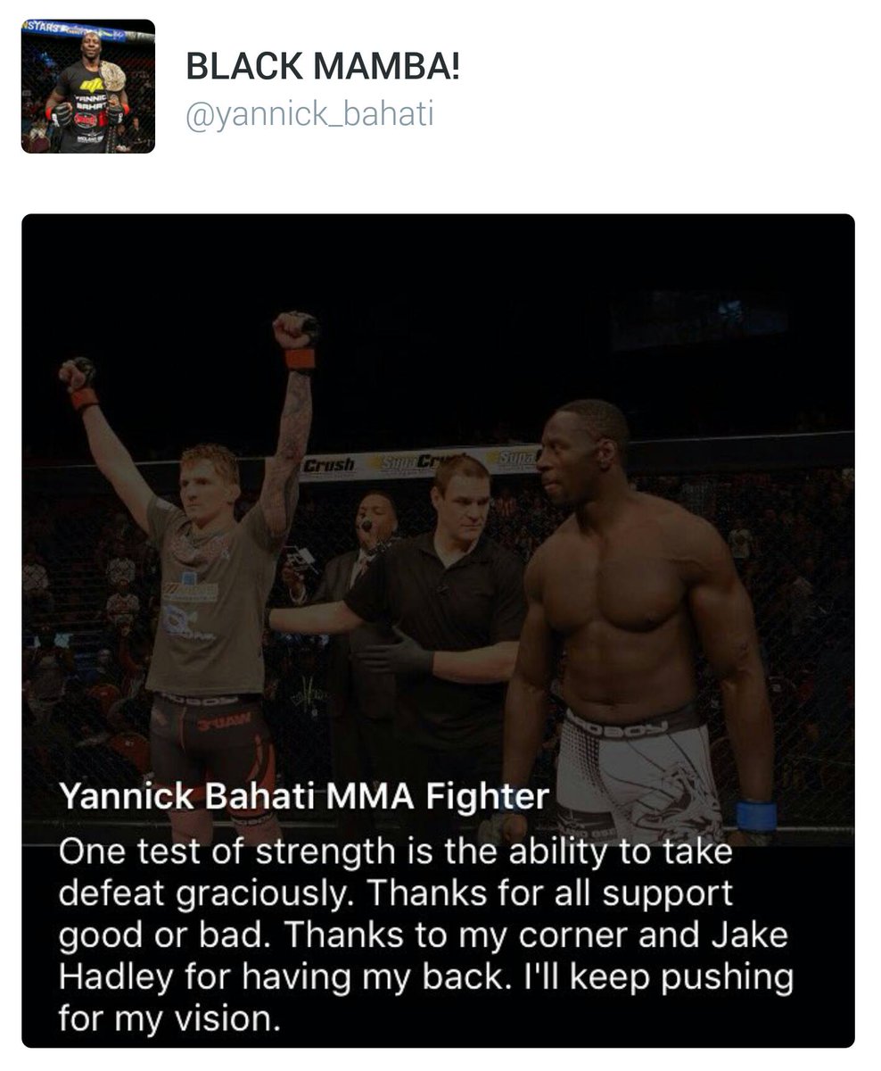 mmafundi's tweet photo. Its always good sportsmanship when one can be humble in defeat. @yannick_bahati posted to twitter #EFC53 #mmafundi https://t.co/ahyY0iVxuV
