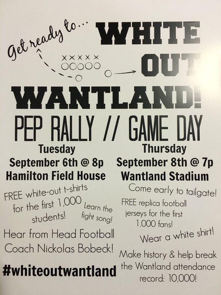 Hey bronchos, we better see YOU 9/6 for our pep rally w/ FREE FOOD &amp; TSHIRTS to get pumped for #WhiteOutWantland!!!!