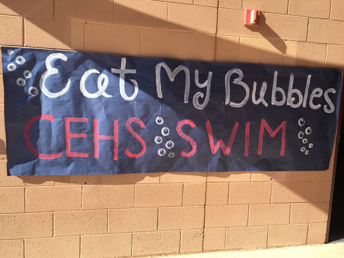 CehsSwim's tweet image. Big thanks to @cehsstuco for the awesome sign - stoked to see the support at our first home meet!