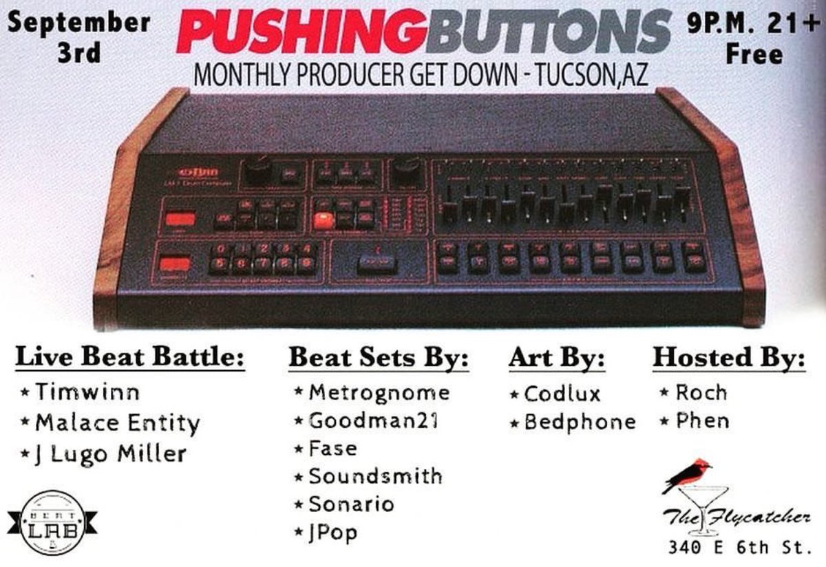 SMASHLAMES's tweet image. Going down @The_Flycatcher tonight! #pushingbuttons #tucson