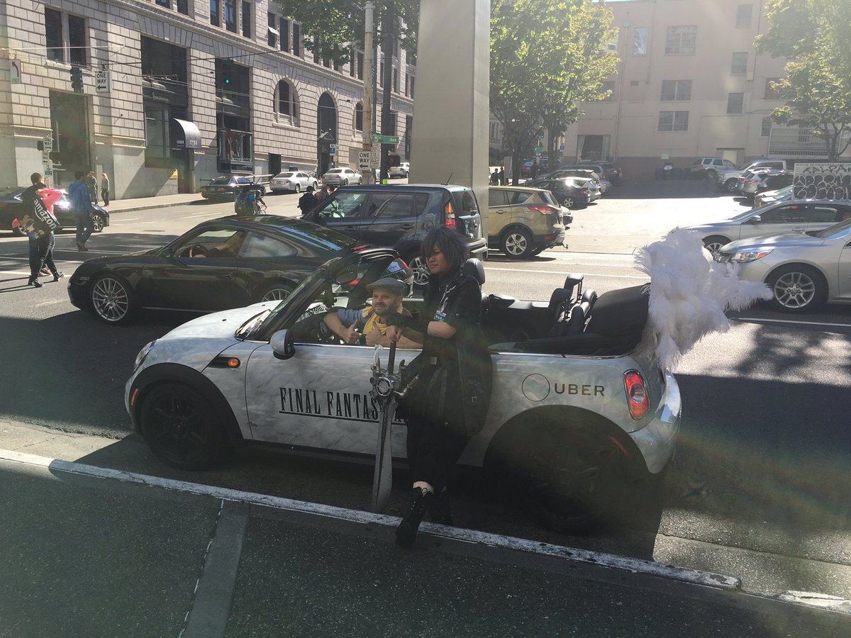 HepNeko's tweet photo. Found the white Chocobo AND Noctis. #UberXV #FFXV https://t.co/s8cYlOIkPO