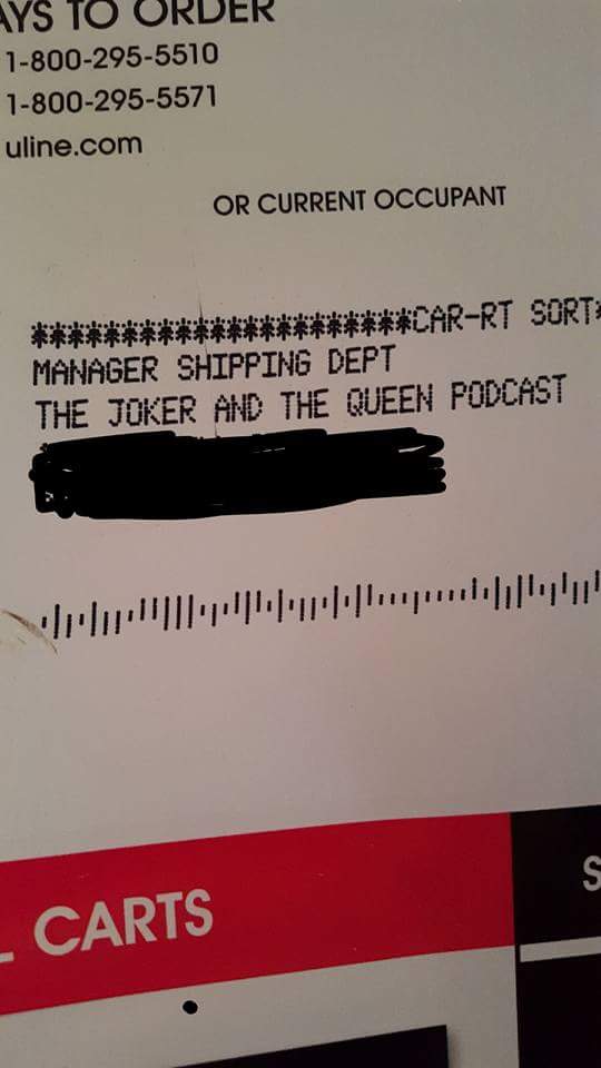 JokerQueenPod's tweet photo. When the Uline catalog comes in the mail for your podcast, does it mean that you finally "made it"? https://t.co/onsFJUlhDs