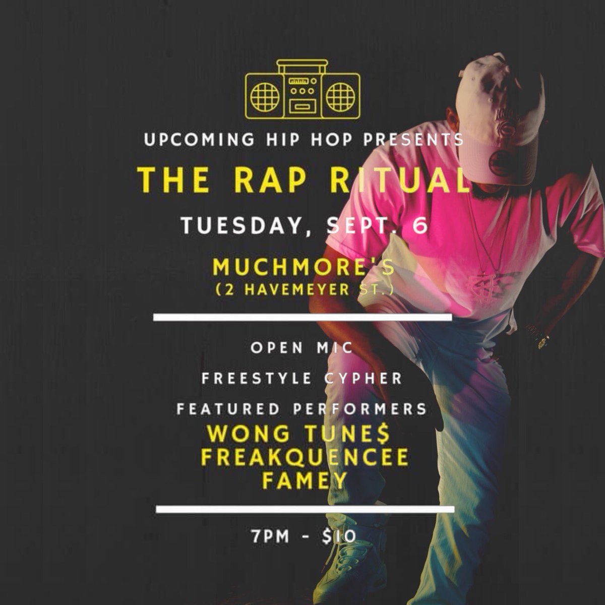 WongTunes's tweet photo. 9.6.16
I'll be headlining #TheRapRitual alongside @iamFamey & @freakquencee. https://t.co/PBS8eJNyGc