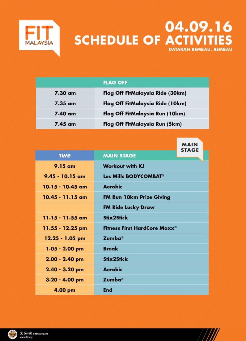 FitMalaysians's tweet photo. Here's what's happening at #FitN9 today! Head down to Dataran Rembau for a workout with YB @Khairykj! https://t.co/q0Ecu217Zt