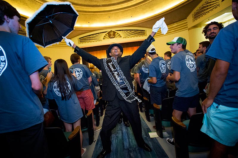Tulane's tweet photo. Convocation is a celebration of all things #Tulane with a sweet shot of #NewOrleans flavor https://t.co/v808iO8Kda