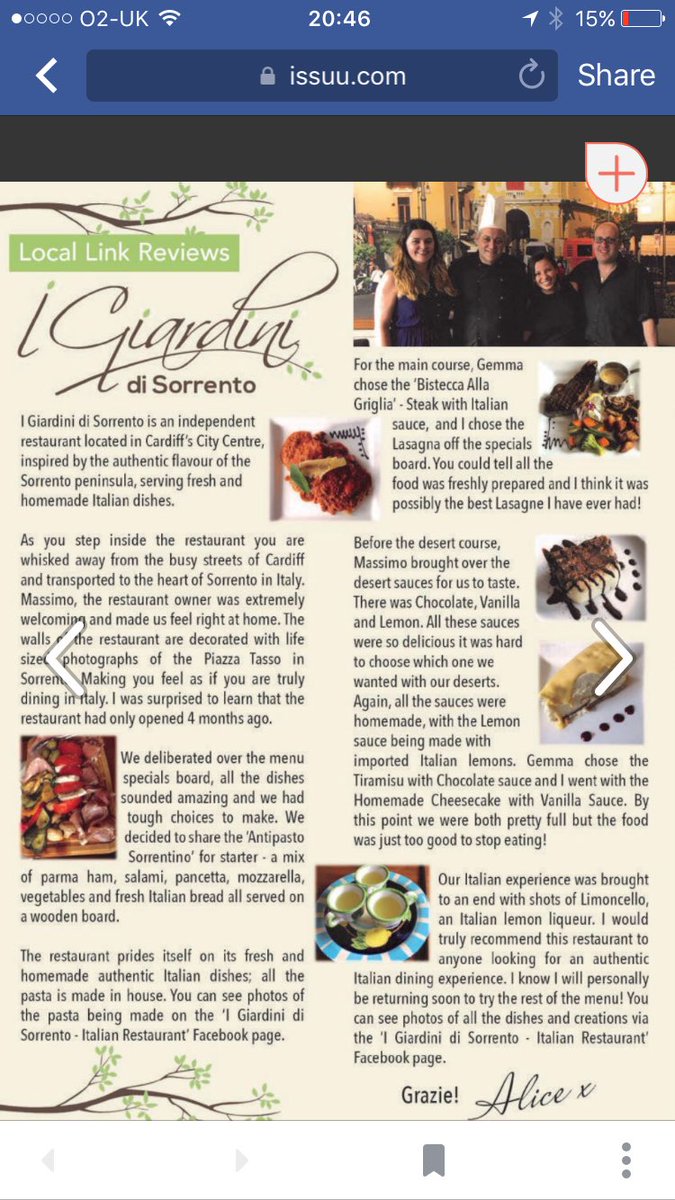 i_giardini's tweet photo. Grazie Mille for such a great review #walesonline #tripadvisor #italiancardiff https://t.co/seDibknPEC