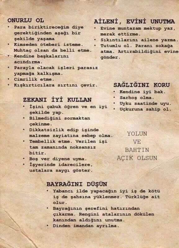 haberdegeri0's tweet photo. 60'larda Almanya'ya giden gurbetçilere İş ve İşçi Bulma Kurumu tarafından verilen evrak; "Uçkuruna sahip ol" https://t.co/rqxflFkq12