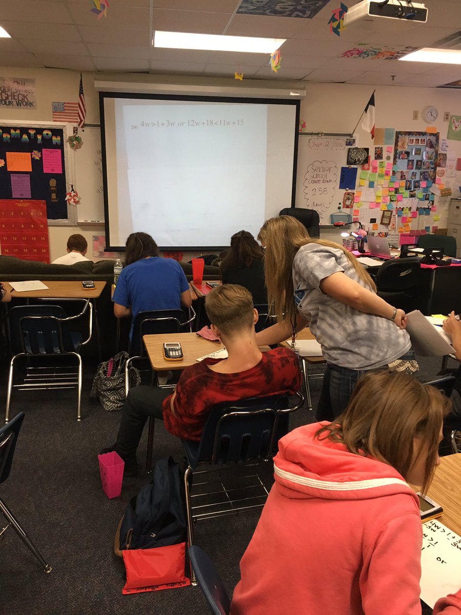 kristiguest's tweet photo. @MHSPanthers in Mrs. Wood's Alg 2 class collaborating on solving &amp; graphing inequalities! #misdproud #Going2 https://t.co/geBxi4xEfF
