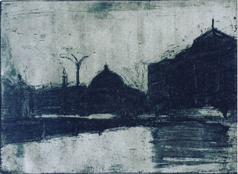 CharlesWyrsch's tweet photo. Lucerne's train station is an #aquatint that I created in 1971 at my #atelier in #Lucerne. https://t.co/KthWHaRyJi https://t.co/NjQ7pkMI0k