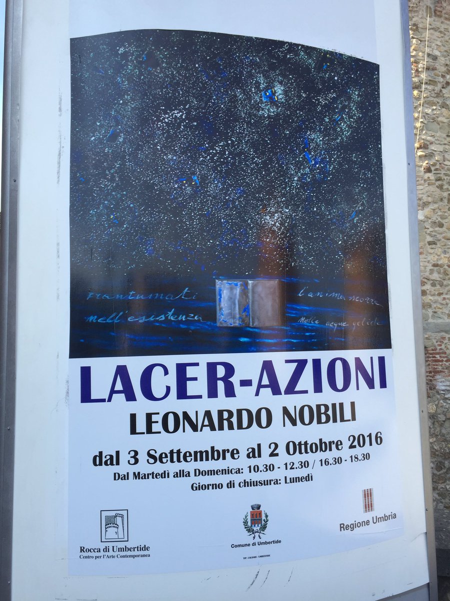 makeartsmart's tweet photo. Fino al 2 Ottobre ci trovate presso la Rocca di Umbertide.  "Lacer-Azioni" - Leonardo Nobili! #makeartsmart https://t.co/sVvQKA8ju6
