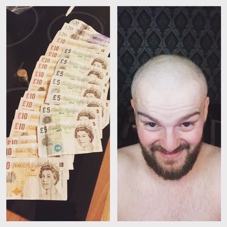 avenimore1066's tweet photo. Shaved head for @CancerResearchJ Β£262 #cancer #charity #shaved #bold #rasied #cancersucks https://t.co/KIcFwVWRfI