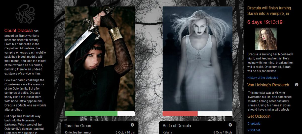 OctoVsDracula's tweet image. Screenshot of the beta - octovsdracula.com  #Octocoin 888 $BTC