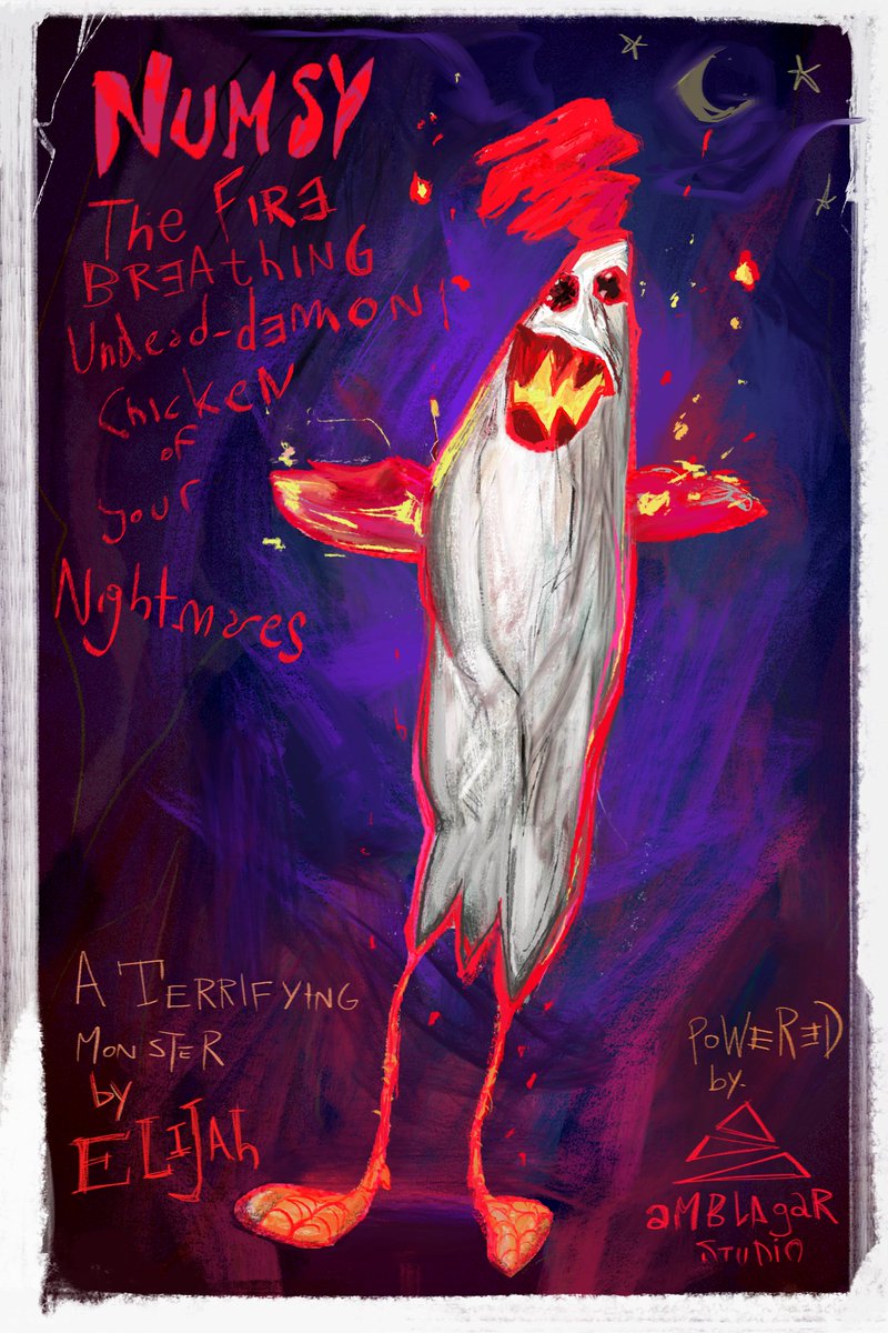 santi_sigel's tweet photo. #MonstersGo We've been invited to reinterpret Elijah's monsters. Meet #Numsy the fire-breathing-death-chicken! https://t.co/zWhoQaMwQh