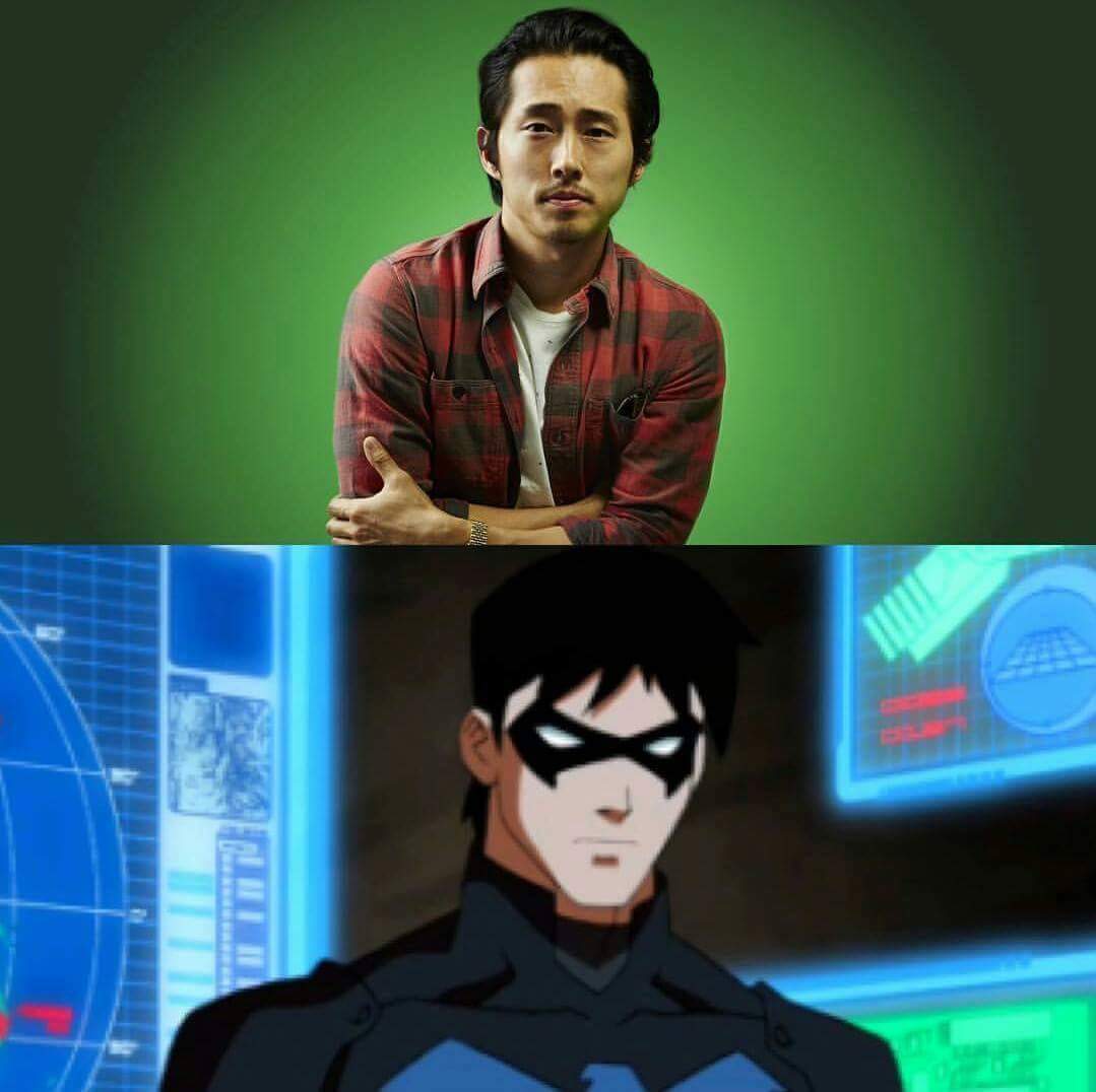 DaggerVegaExp's tweet photo. Steven Yeun of The Walking Dead rumoured to be casted as Night wing.
#justiceleague 
#nightwing https://t.co/E8LZYQBq8g