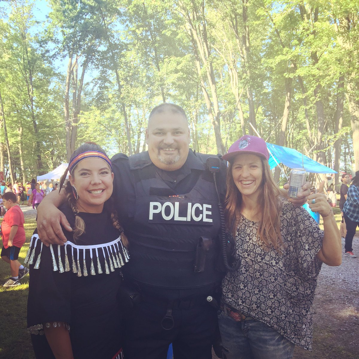 APB Training Unit members with our good friend from APS Cst. Spence  #NipissingPowwow #CommunityParternships
