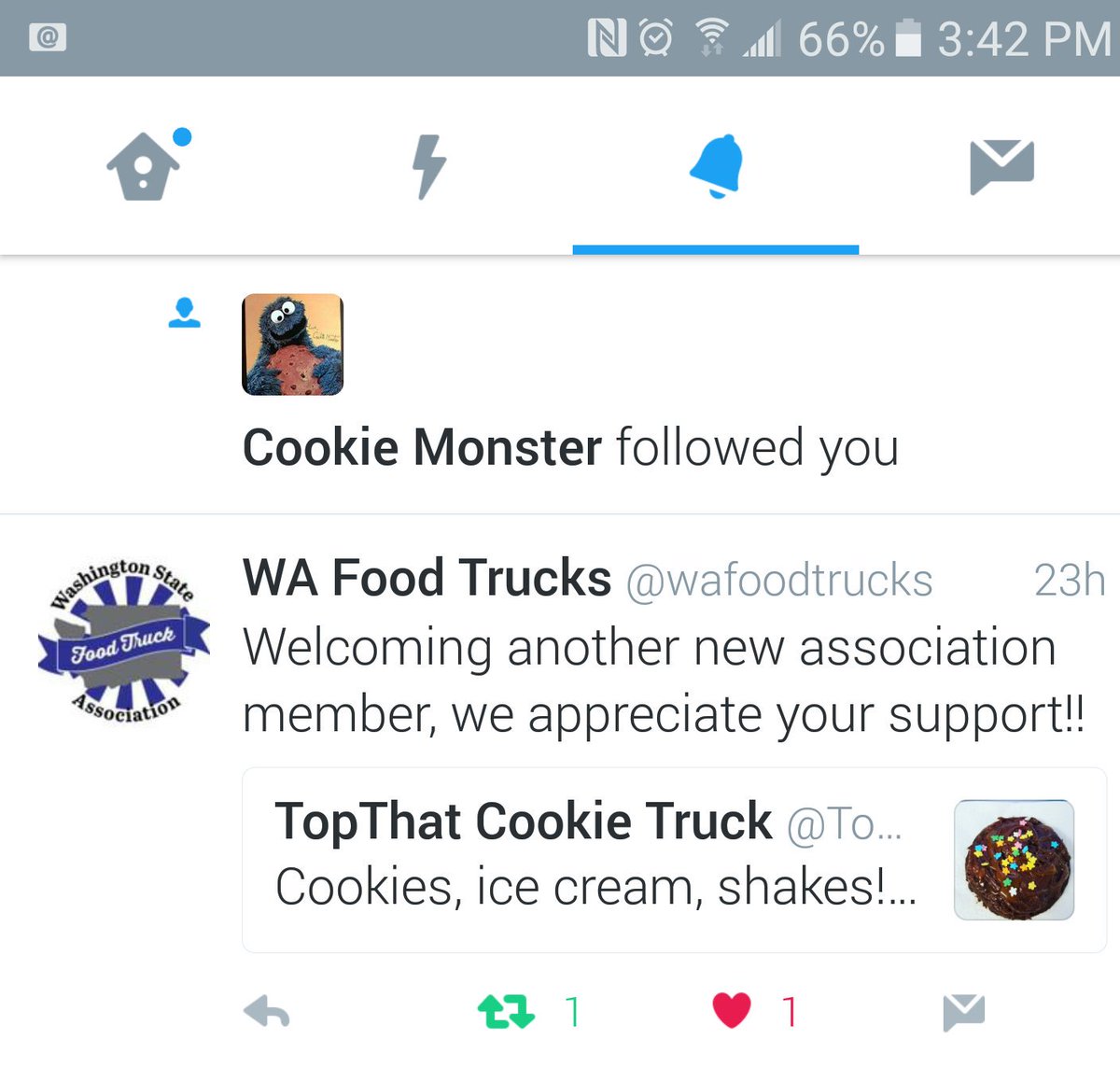 What!? Cookie monster follows us! Om nom nom! Me love cookies too.  💕☄