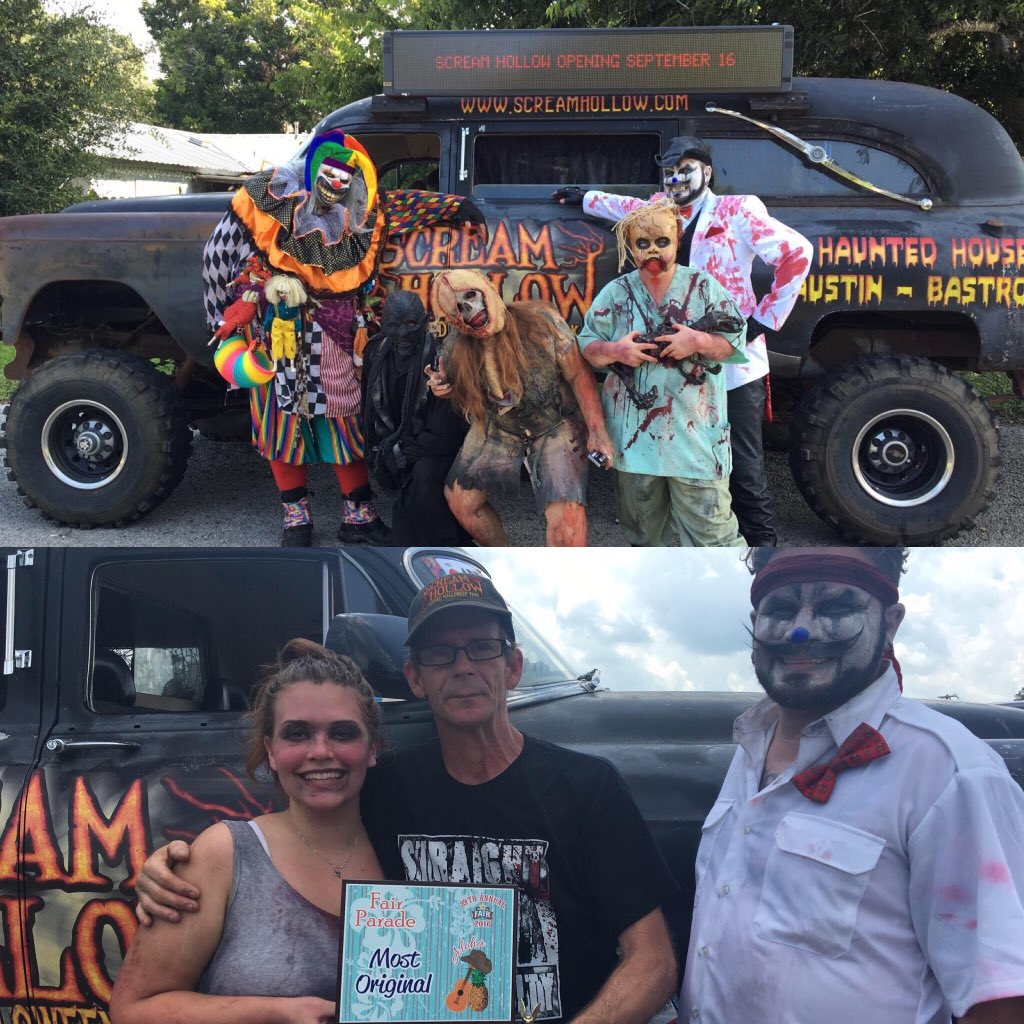 ScreamHollow's tweet photo. First Place at the Fayette County Fair! #hauntlife #hauntedparade #justourfloat #everyoneelsewascooltoo #butnotscary https://t.co/uFQA5OvaT5