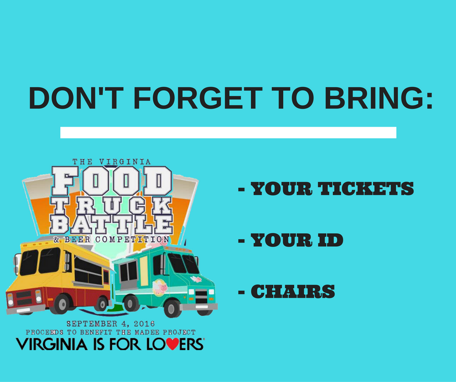 Don't forget these important items tomorrow!!  #VAFoodTruckBattle #WhoIsGoingToWin