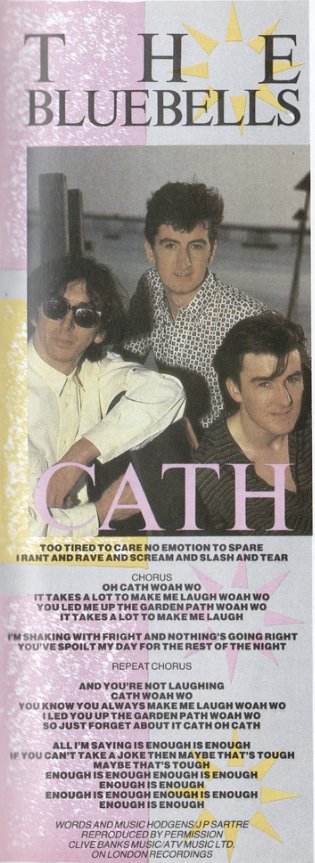 Cath by The Bluebells in Smash Hits, Sept 84 - Words & Music by Hodgens & JP Sartre !! youtu.be/1pdQlomsnLE