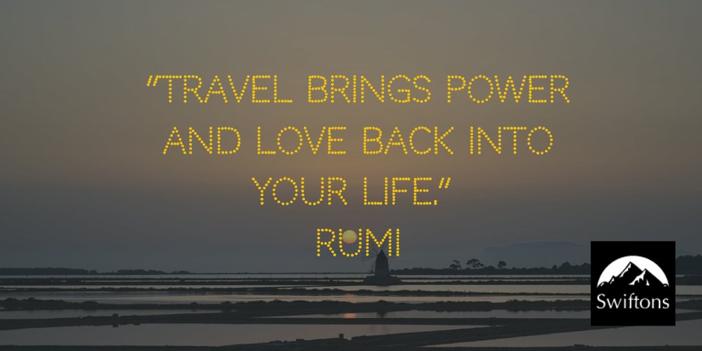 Swiftons's tweet image. Travel brings power and love back into your life. Rumi
#travel #quotes buff.ly/2bTes96