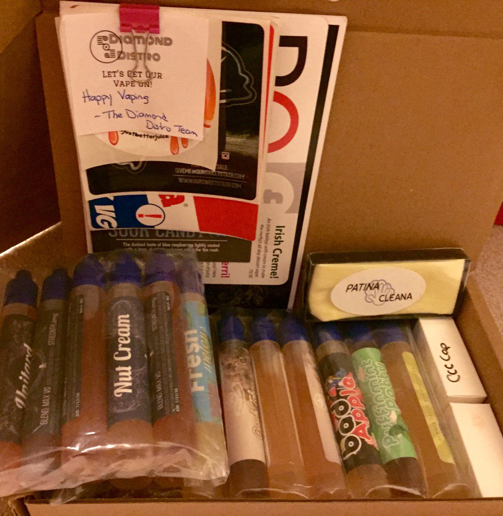 vapethefire's tweet photo. All boxed up waiting! Get your last minute entries in! 
1) follow us 
2) retweet 
3)#diamonddistroandbluevapes https://t.co/Ib6hLbqHgj