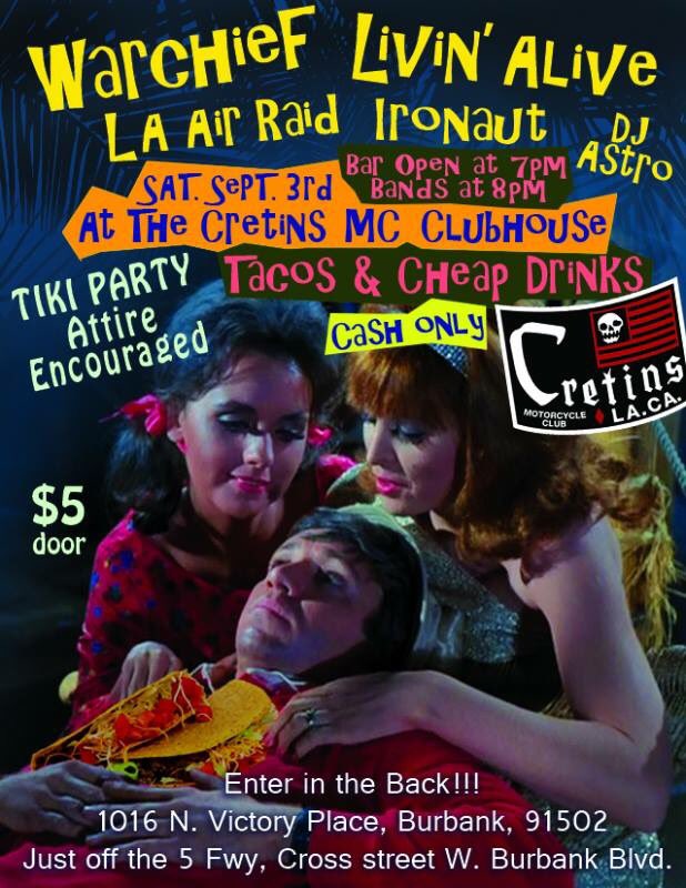 LAAIRRAID's tweet photo. Tonight 9/3
Live #Rock in #Burbank #CA. This gig is gonna be dope!
#LAAIRRAID hits at 9pm
#Bikers #Dancers #Tacos https://t.co/ezrIHmUuo3
