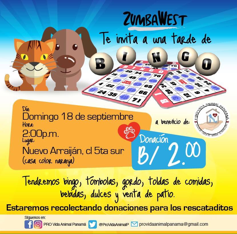Nuestras amigas de #ZumbaWest han organizado una #TardeDeBingo a beneficio de nuestros rescatados🐶😺
Info al 69491092
