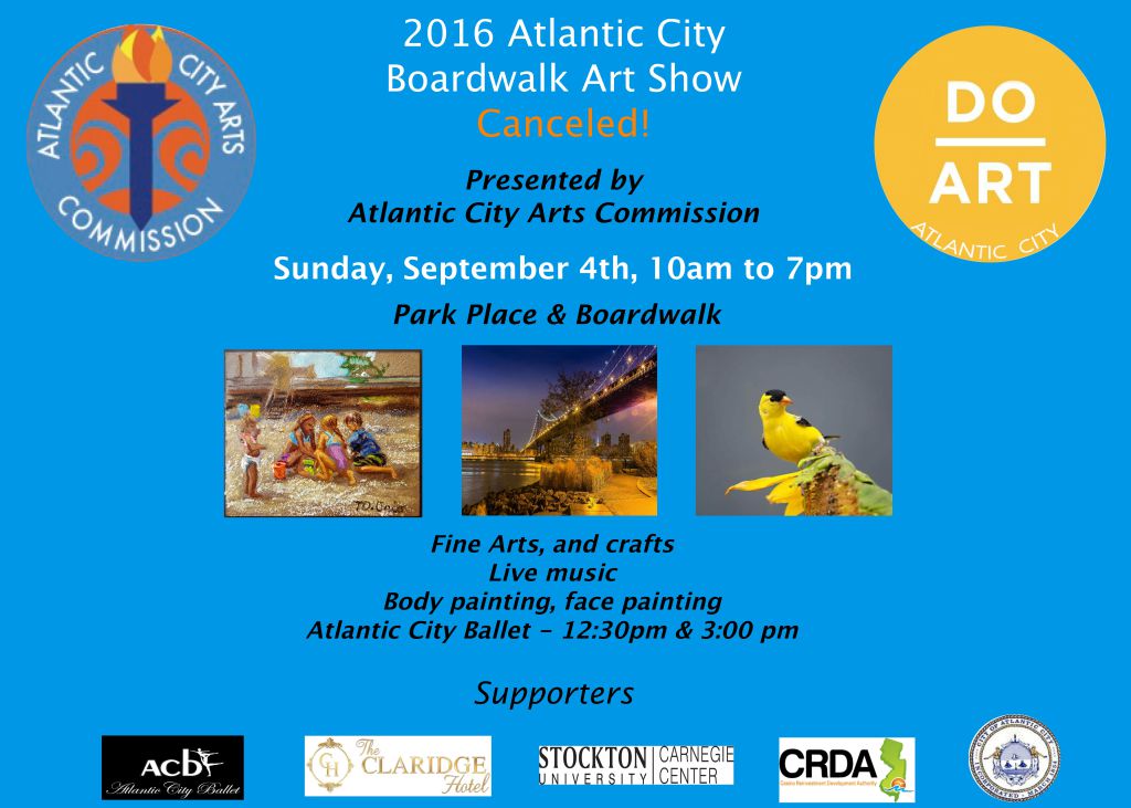 ACArtCommission's tweet photo. Sunday, September 4th Atlantic City Boardwalk Art Show – Canceled https://t.co/XzBZ3vUUT9 https://t.co/uhO7HHbg8a