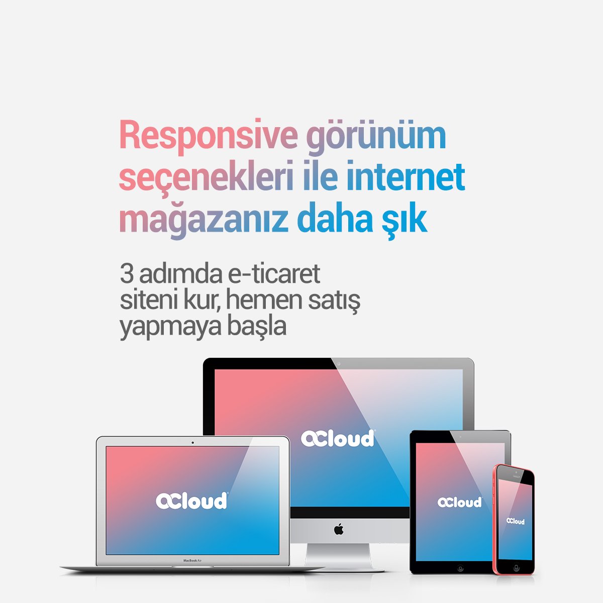 3 kolay adımda e-ticaret siteniz hazır; kayıt ol, siteni aç, satışa başla! Üye olmak için ocart.co