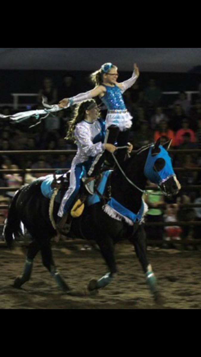 jasonauctioneer's tweet photo. Very proud of my daughters. #calamity cowgirls #trickriders. #horses https://t.co/37qtkTzDJa