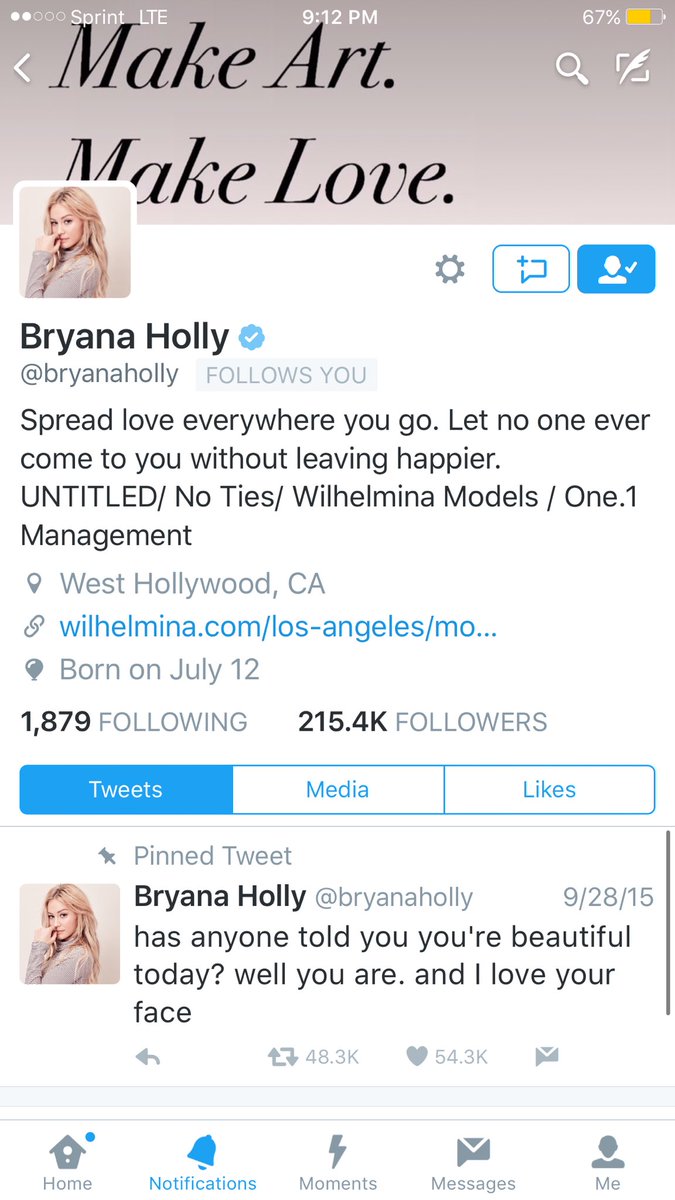lexydray's tweet photo. I RTED THIS AND 4 MINUTES LATER BRYANA HOLLY FOLLOWED ME https://t.co/INBeuK4Coz