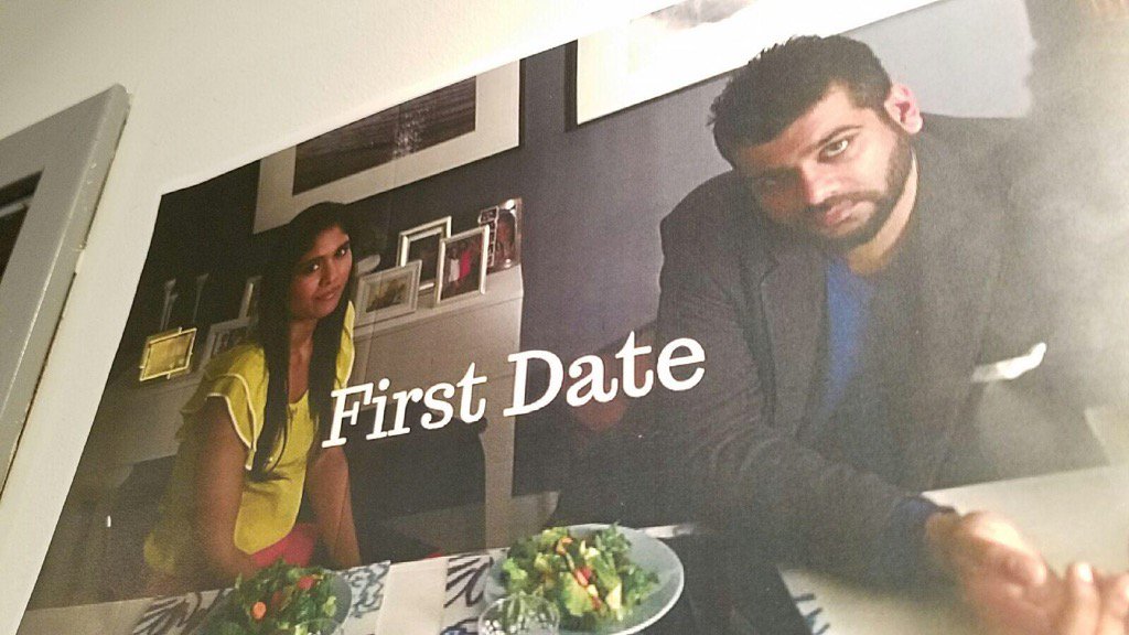 Anishaflower's tweet photo. A friend spotted us tonight @BroadHumor! Go check out the fest this weekend if you're around! Xo #firstdateshortfilm https://t.co/A5KfzFmMlS