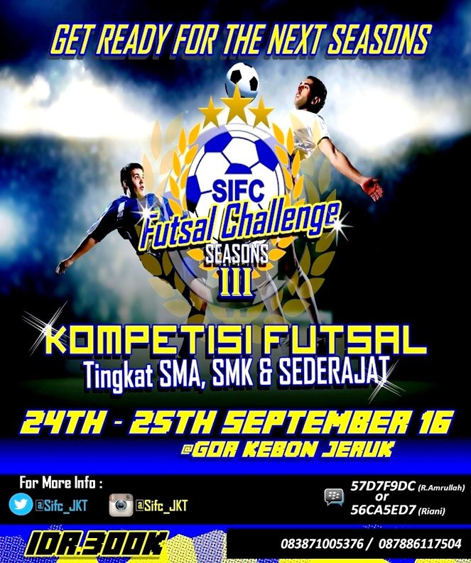 Turnamen antar SMA / sederajat domisili DKI Jakarta, bisa daftar langsung hub contact person yg tertera