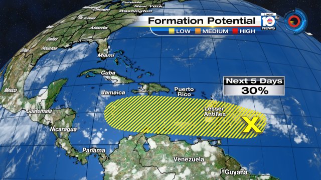 Tropical wave approaching Lesser Antilles has a 30% chance of developing over the next 5 days from @TrentAricTV https://t.co/eFgAEW3z09