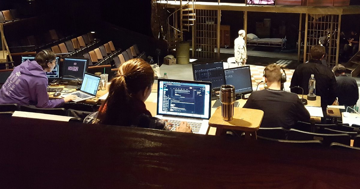 beththornley's tweet photo. Guess which week of rehearsal we are in? That's right. Tech, baby. #BadApplesMusical @ACTtheatre in Seattle, 9/9 https://t.co/ZGmqT1m0vj
