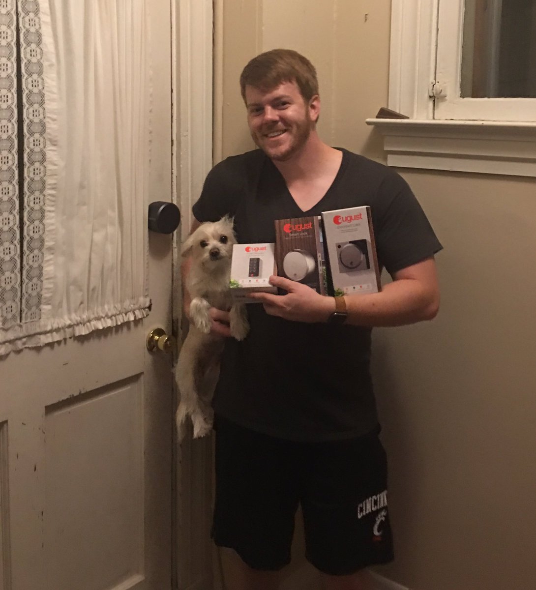 turtledrum13's tweet photo. Thanks for the products @AugustHomeInc ! Cooper and I are super excited to get this stuff setup! #AugustSmartAccess https://t.co/X50BJa3bHh