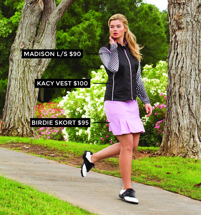 InStyleGolfing's tweet image. Golf Style: Long Sleeve Printed Top w/ matching Skort and Vest ow.ly/okzc303RhGn