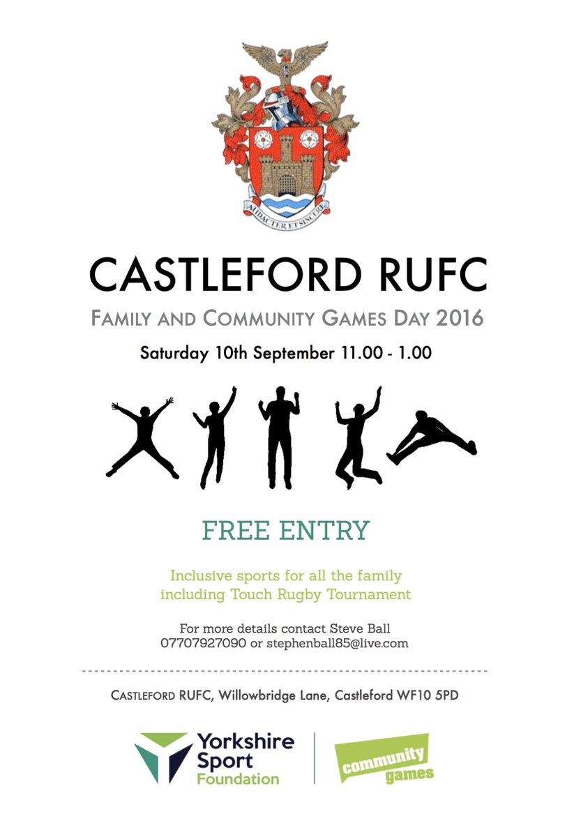 <a href="/LeedsDisSport/">LeedsDisabilitySport</a> Your members are all welcome to come to <a href="/Castleford_RUFC/">Castleford RUFC</a>  inclusive sports event this Saturday.