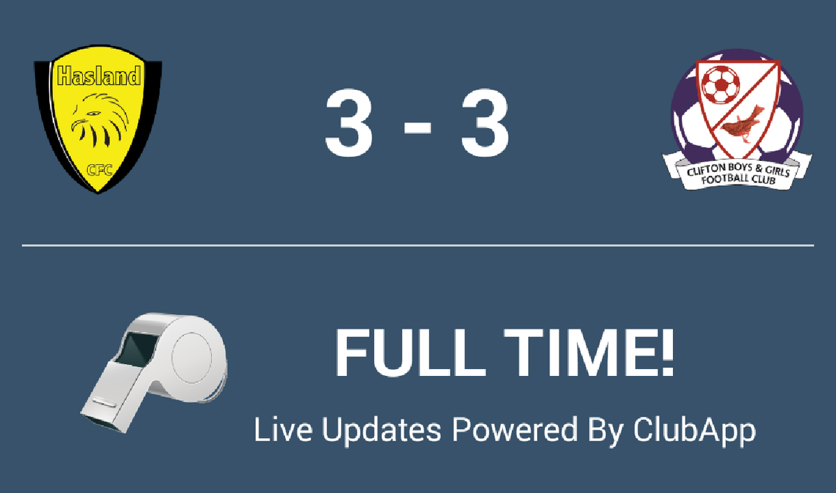 Full Time Hasland 3-3 Clifton All Whites : #COYY #ClubApp