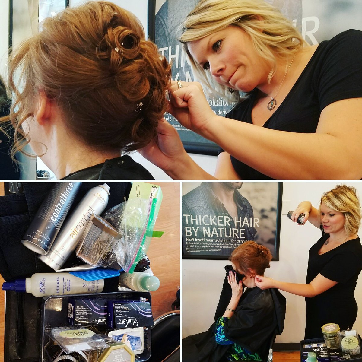 VonKekel's tweet photo. #Updos all day this #Sunday! #Hair by Leah. #vkaveda #aveda #controlforce #avedaproducts #weddingsunday https://t.co/MRFdPwDQMH