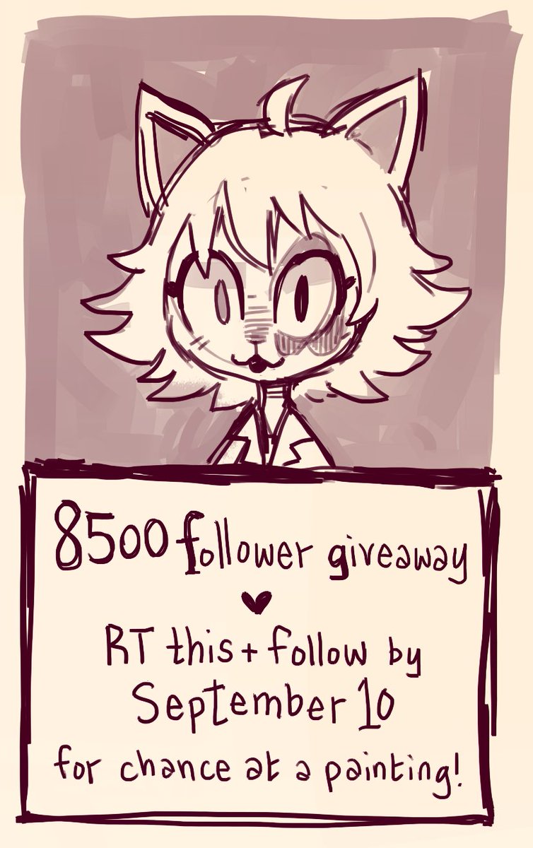 glitchedpuppet's tweet photo. it's that time again, 8500 followers and i'm gonna pick one of y'all RTers on sept 10 to receive an art of someone! https://t.co/ogo4nt3hFk