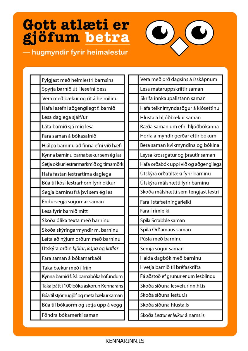Gátlisti fyrir heimalesturinn... kennarinn.is/utgafa-2/skipu…
