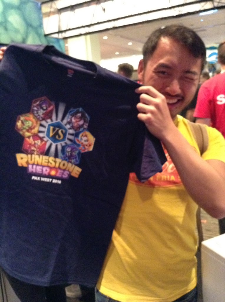This is our first winner of a free t-shirt today. Come by booth 7405 to win one too. #PAXWest #PAXWest2016