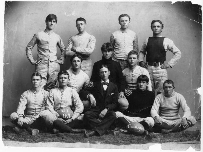 Texas_Pictures's tweet photo. The 1893 #Texas #Longhorn football team. In their inaugural game, they beat the #Dallas Football Club 18-16. #HookEm https://t.co/kEvKxwmqP0