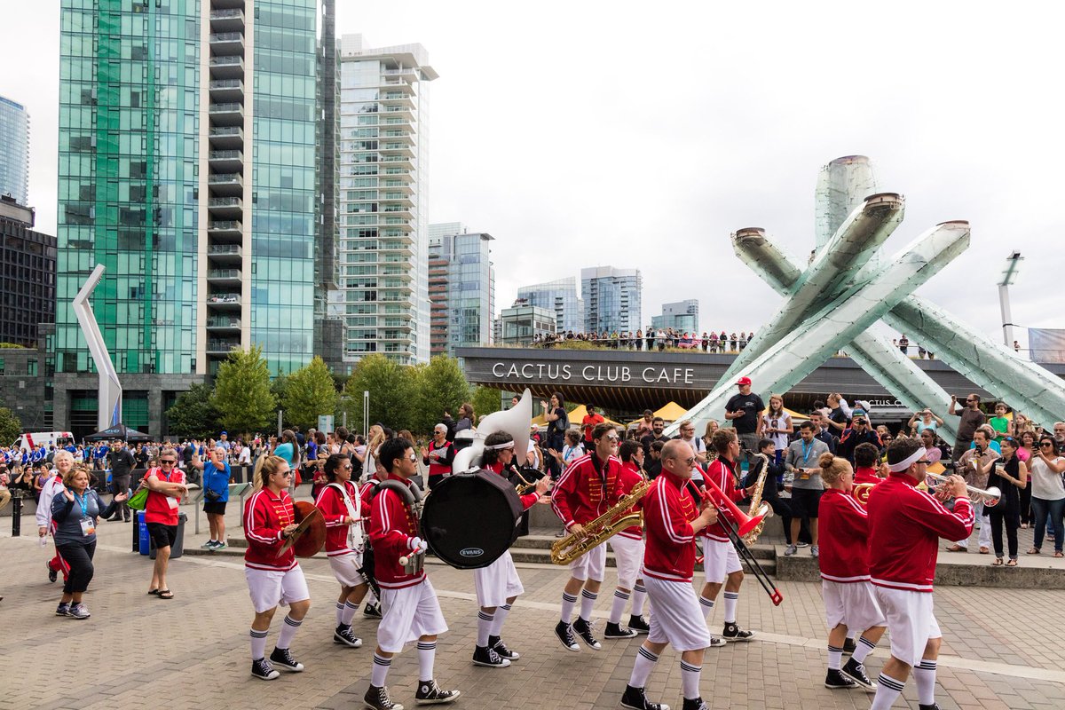 CityofVancouver's tweet photo. The Closing Ceremonies for the @AMGames2016 begins at 3pm! Head over to #JackPoolePlaza for the fun! #AMGames2016. https://t.co/ZgsWinrh65